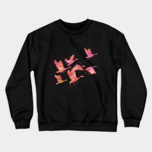 Geese Birds Forest Wild Nature World Earth Free Flight Watercolor Crewneck Sweatshirt